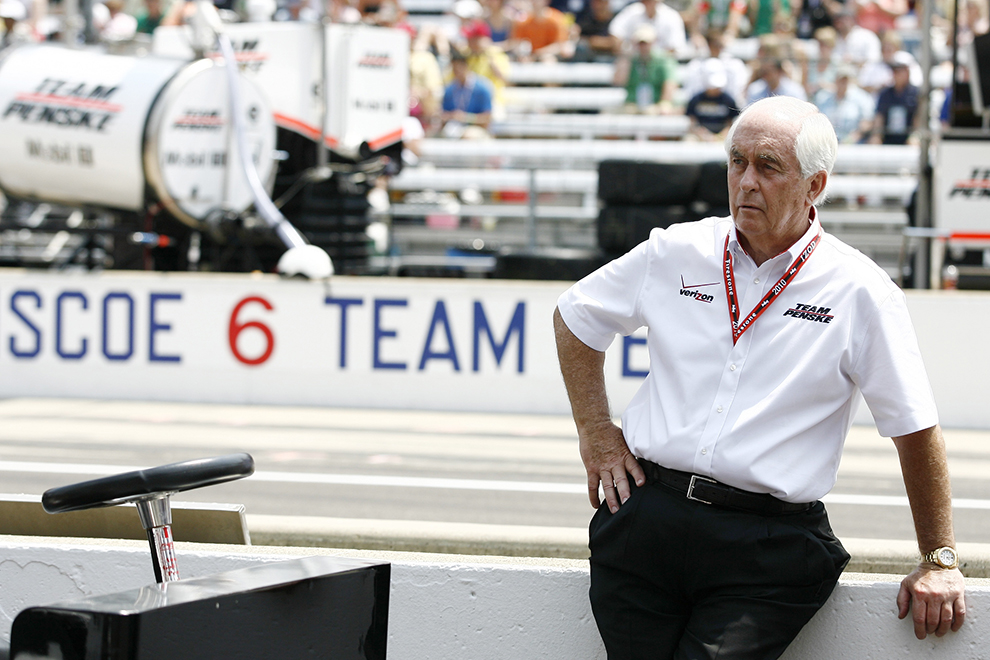 Roger Penske stands in pit row before the 94th running of the Indianapolis 500 auto race in Indianapolis, Indiana May 30, 2010. REUTERS/Matt Sullivan (UNITED STATES - Tags: SPORT MOTOR RACING) - RTR2EK7V