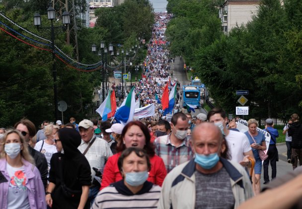 Жители Хабаровска шестую субботу подряд вышли на акцию в поддержку Фургала