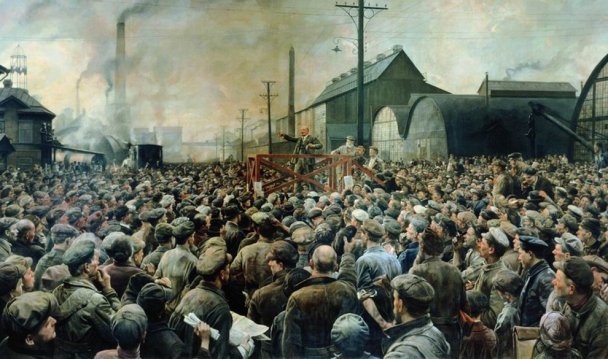 Выступление В. И. Ленина на митинге рабочих Путиловского завода в мае 1917 года