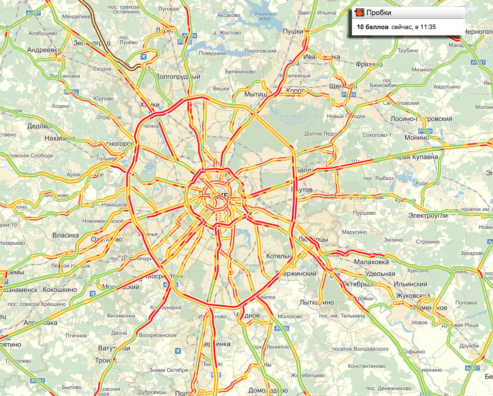 Пробки в Москве — Яндекс Карты