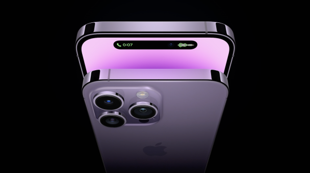 iPhone 14 Pro в новом, фиолетовом, цвете (Фото из трансляции презентации Apple)