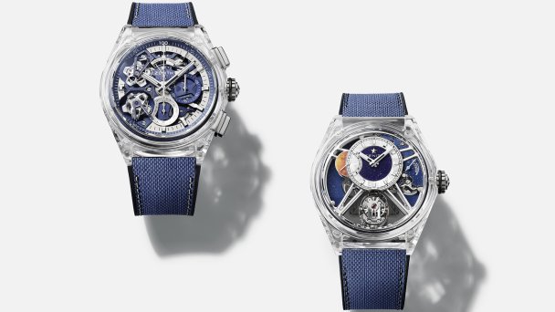 Модели в рамках Высокого часового искусства DEFY Zero-G Sapphire и DEFY 21 Tourbillon Sapphire (Фото Zenith)