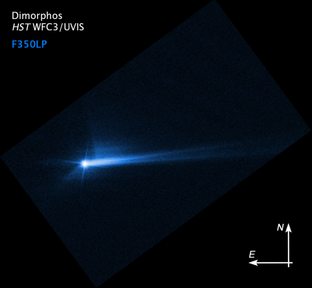 На снимке космического телескопа «Хаббл» — обломки с поверхности Диморфа (фото NASA)