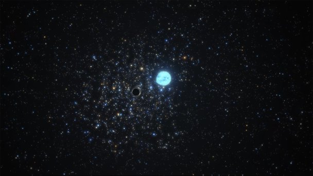 Художественная анимация влияния чёрной дыры в NGC 1850 на звезду-компаньона. (European Southern Observatory)