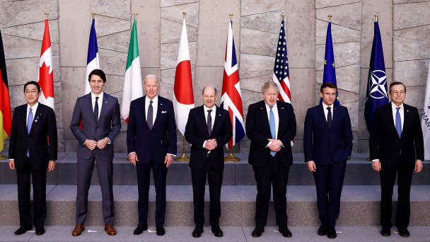 Лидеры G7 во время саммита НАТО в Брюсселе 24 марта 2022 года. (Фото Henry Nicholls/Reuters)