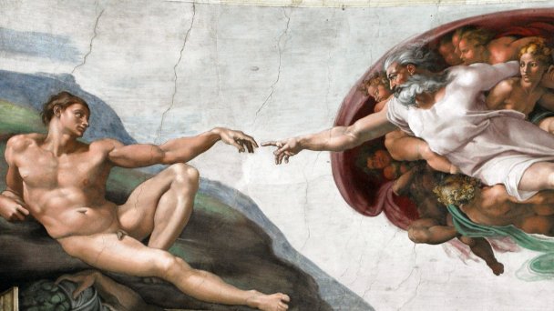Микеланджело Буонарроти фреска «Сотворение Адама», ок. 1511