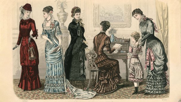 Мода Викторианской эпохи. По фасону платьев можно заметить, что они не располагали к активному передвижению и ограничивали женщин. (Иллюстрация DR)