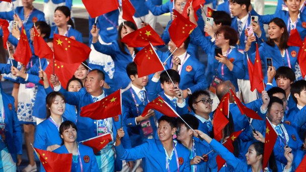 Церемония открытия XIX Летних Азиатских игр в Ханчжоу. (Фото ALEX PLAVEVSKI / EPA)
