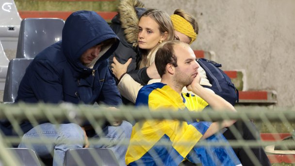 Шведские болельщики на трибуне (Фото Isosport / MB Media / Getty Images)