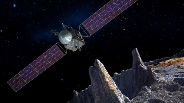 Художественная концепция космического корабля «Психея», который проведет прямое исследование астероида (Фото NASA / JPL-Caltech)