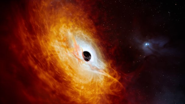 Supermassive black holes grow by pulling in matter around them (Иллюстрация M. Kornmesser / ESO via AP)