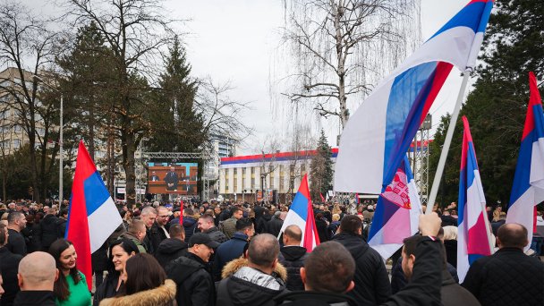 Во время акции в поддержку президента Республики Сербской Милорада Додика (Фото Nidal Saljic / EPA)