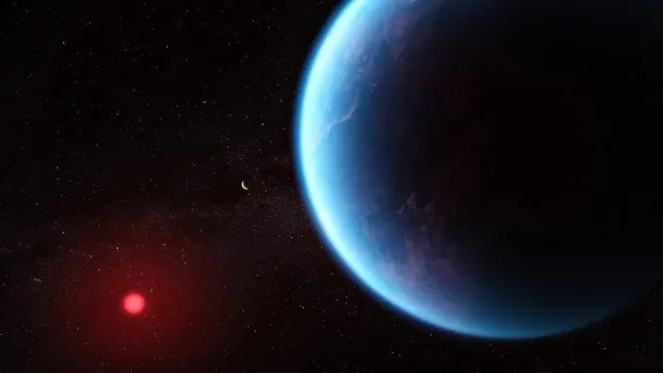 Экзопланета K2-18b (Иллюстрация NASA, CSA, ESA)