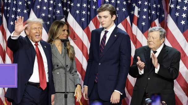 Дональд Трамп, Мелания Трамп, Бэррон Трамп и Линдси Грэм (слева направо) (Фото Win McNamee / Getty Images)