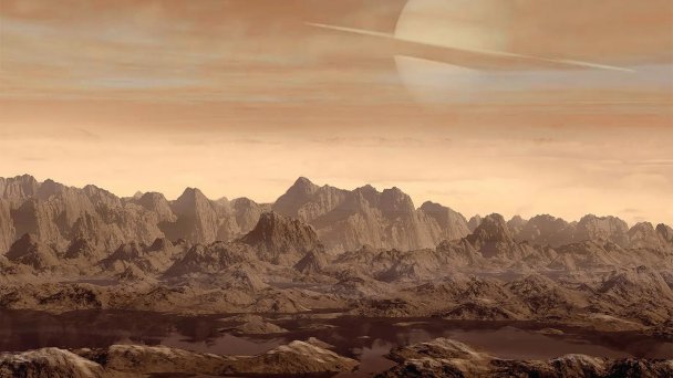 Вид с поверхности гигантского спутника Сатурна Титана. (Фото JPL-Caltech / NASA)