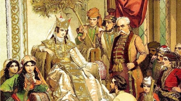 Шота Руставели преподносит царице Тамаре эпическую поэму. Михай Зичи