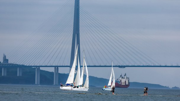 Парусная гонка в бухте Золотой Рог (Фото Юрия Смитюка / ТАСС)