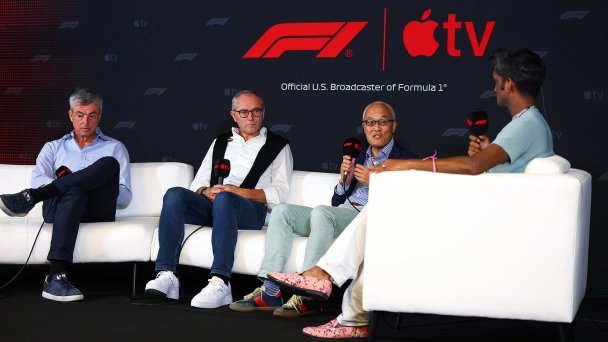 Пресс-конференция по случаю объявления о контракте Apple TV и Liberty Media (Фото Bryn Lennon / Formula 1 via Getty Images)