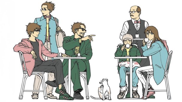 Фрагмент обложки манги «За чашечкой кофе» Тэцуя Тоёды