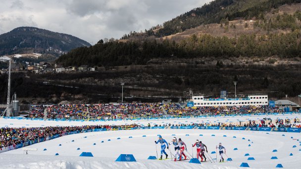 Общий вид стадиона зимних Олимпийских игр 2026 года в Кортине, 10 февраля 2026 года (Фото Foto Olimpik / NurPhoto via Getty Images)