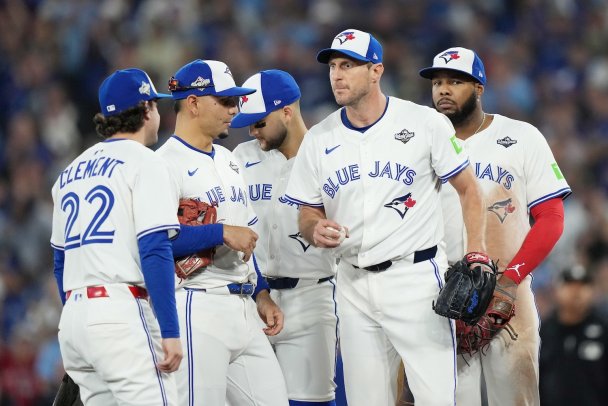 Игроки бейсбольного клуба «Торонто Блю Джейс» (Фото Nathan Denette/The Canadian Press via ZUMA Press)