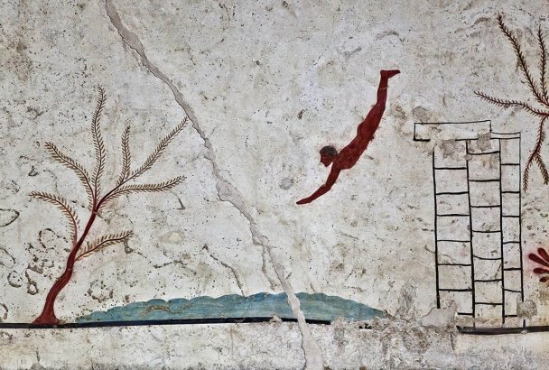 Эфеб, ныряющий в море. Гробница ныряльщика. Пестум. Около 480 г. до н. э. (Фото DR)