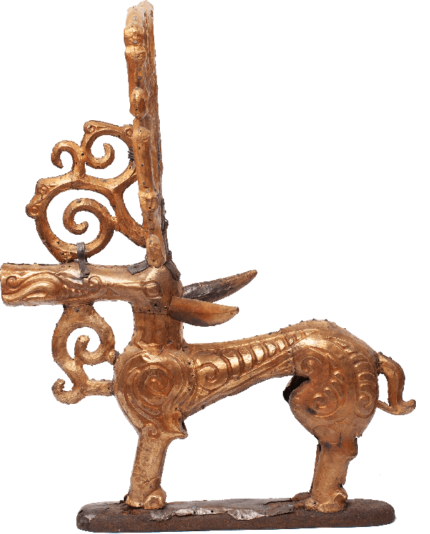 Фигура оленя. Находка из Филипповских курганов. Золото, серебро, дерево. УФИЦ РАН