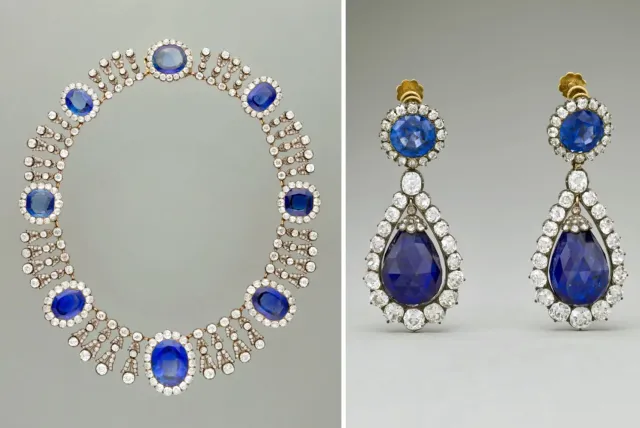 Ожерелье и серьги из сапфировой парюры 