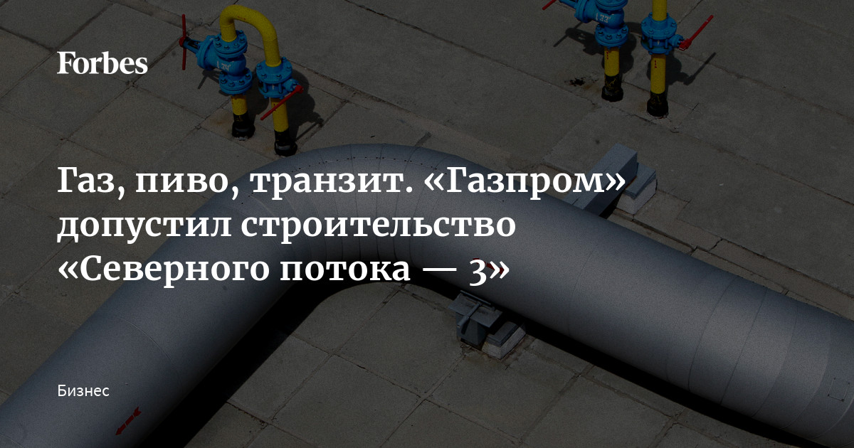 Газ, пиво, транзит. «Газпром» допустил строительство «Северного потока — 3» | Forbes.ru