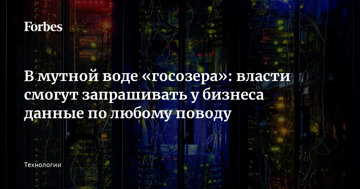 В мутной воде «госозера»: власти смогут запрашивать у бизнеса данные по любому поводу