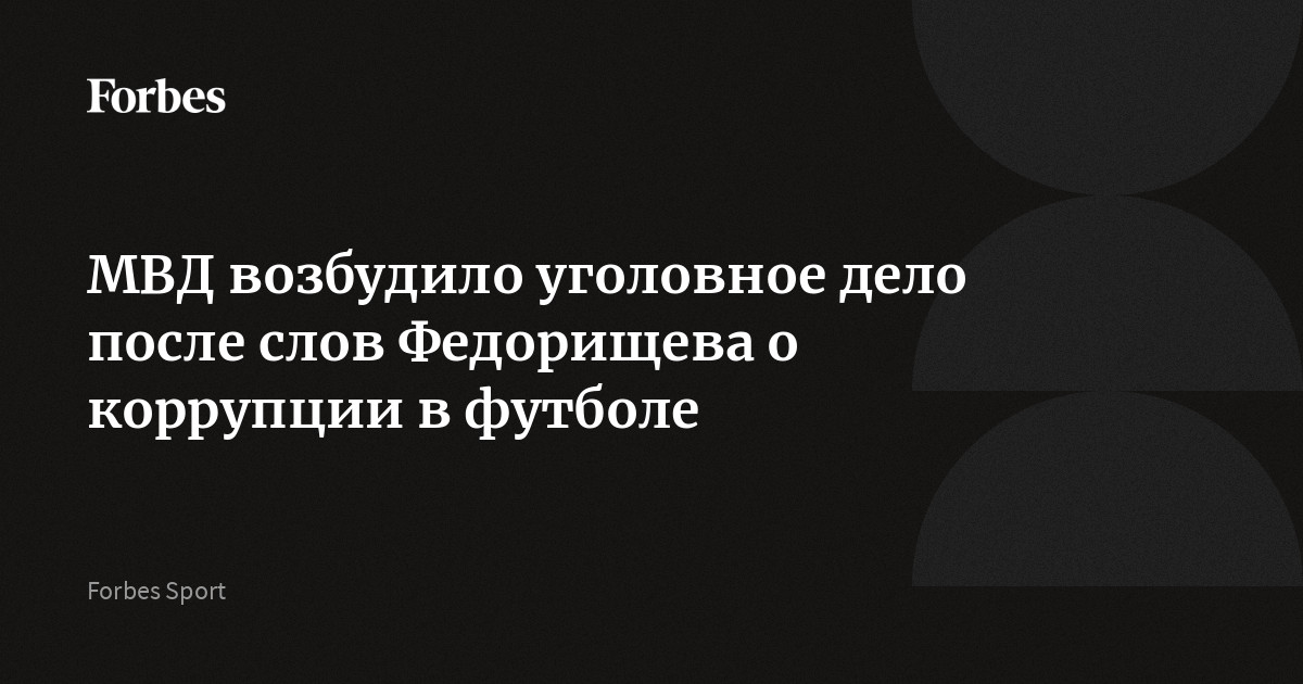 МВД возбудило уголовное дело после слов Федорищева о коррупции в футболе