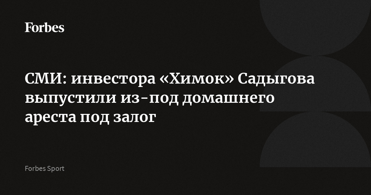 СМИ: инвестора «Химок» Садыгова выпустили из-под домашнего ареста под залог