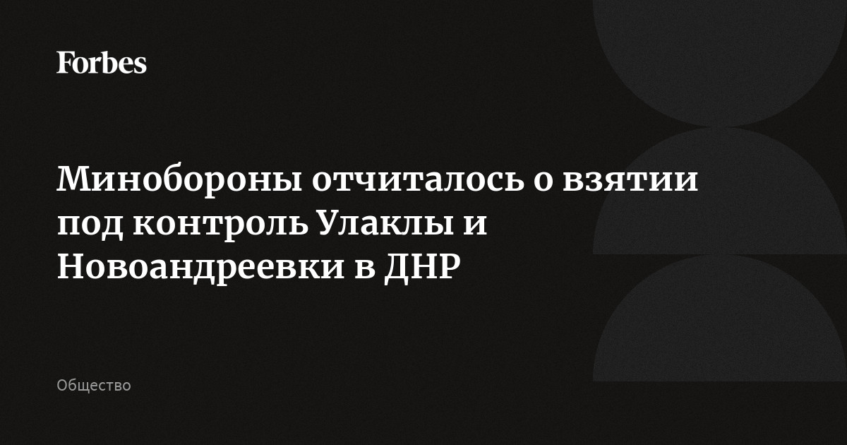 Минобороны отчиталось о взятии под контроль Улаклы и Новоандреевки в ДНР