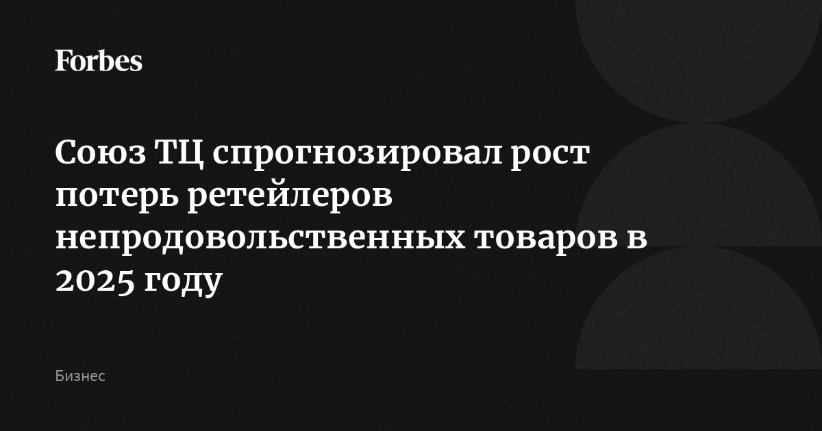 Союз ТЦ спрогнозировал рост потерь ретейлеров непродовольственных товаров в 2025 году