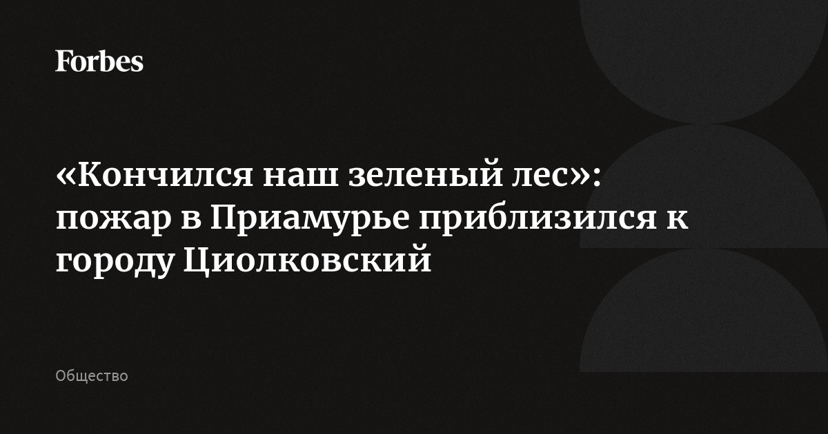 «Кончился наш зеленый лес»: пожар в Приамурье приблизился к городу Циолковский