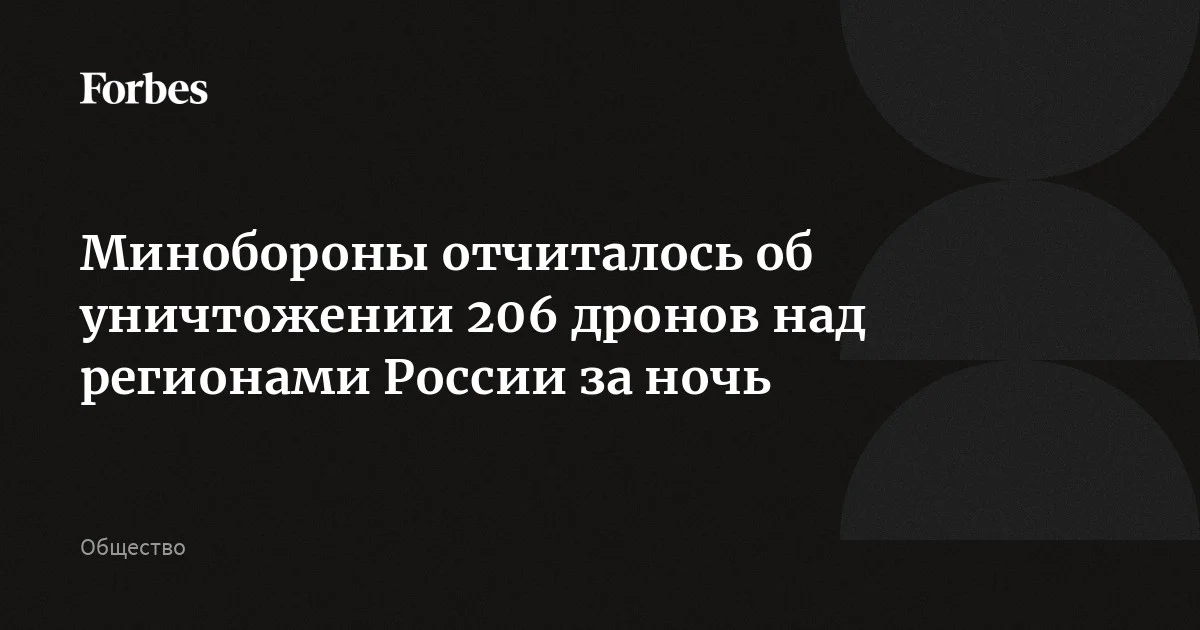 ПВО России сбила 206 беспилотников за ночь