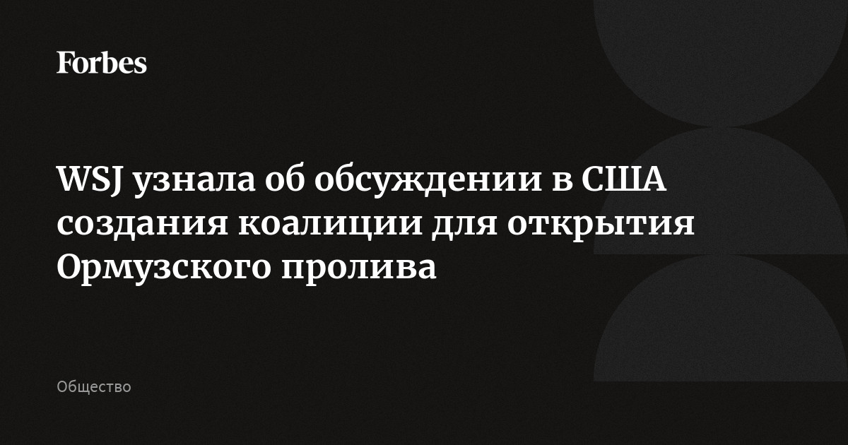 Администрация Трампа обсуждает создание коалиции для возобновления судоходства в Ормузском проливе, пишет WSJ. Администрация ищет международных партнеров для этой