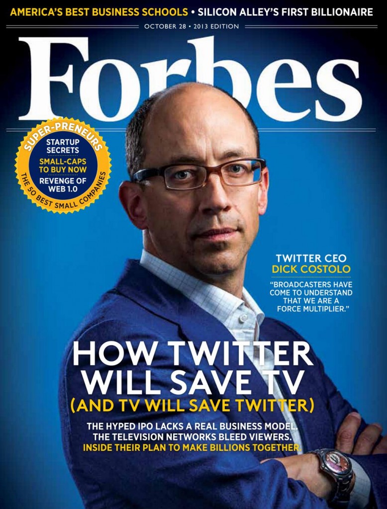 Гендиректор Twitter Дик Костоло пока не спас телевидение, но уже попал на обложку американского Forbes
