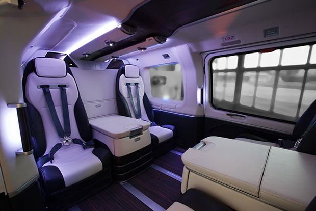 Салон вертолета Mercedes трансформируется в зависимости от числа пассажиров -- от 4 до 8 человек