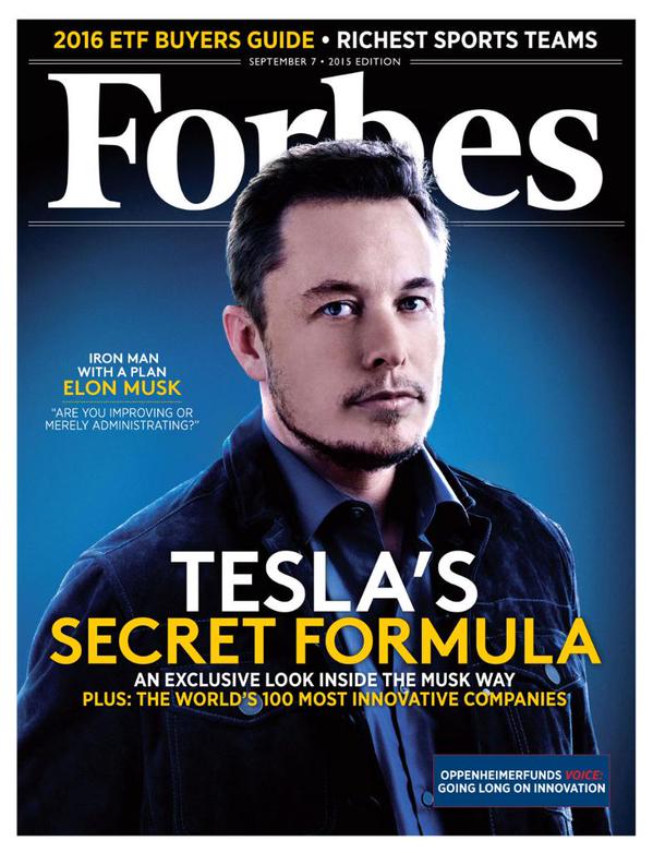 Илон Маск на обложке сентябрьского номера американского Forbes