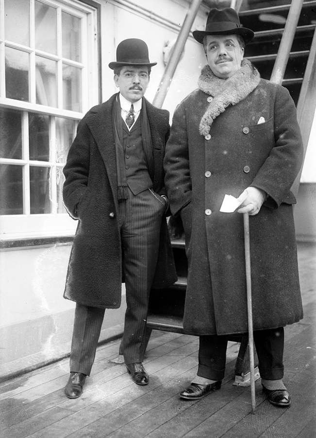 Джон Браун, финансовый контроллер Метрополитен-оперы (слева), и Сергей Дягилев в Нью-Йорке. Январь 1911 года